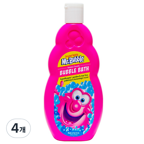 미스터버블 오리지널 유아용 거품목욕제 딸기향, 473ml, 4개