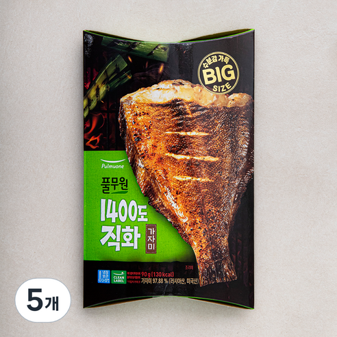 풀무원 1400도 직화 가자미, 90g, 5개