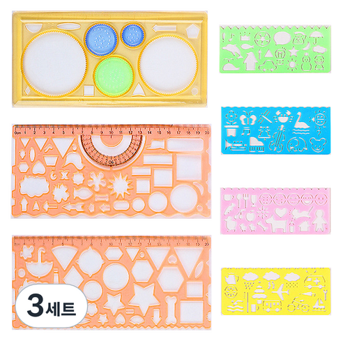 바코젤 모양 도형자 7종 세트, 오렌지, 3세트