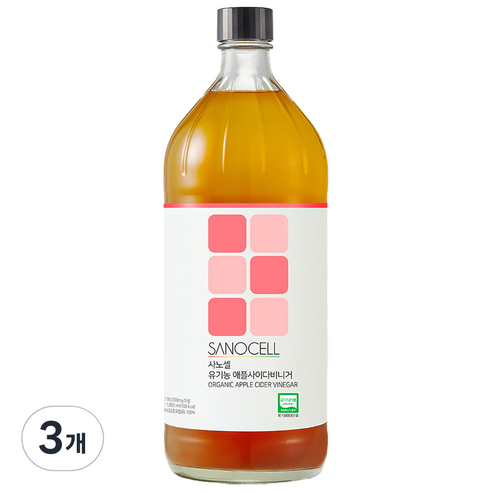 사노셀 유기농 애플사이다비니거, 1L, 3개