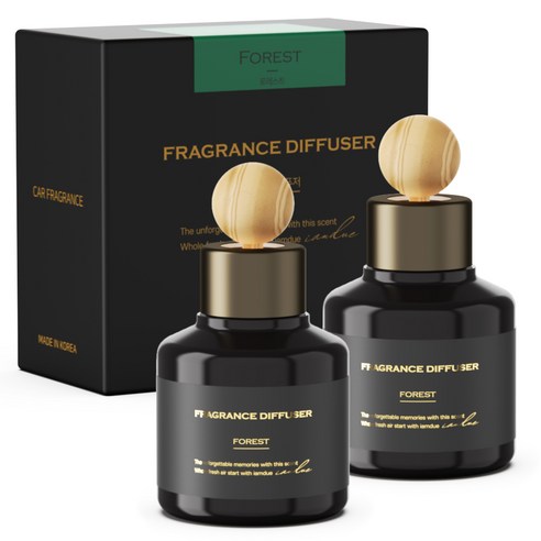 아이엠듀 퍼퓸 차량용 디퓨저 80ml 본품 2개 + 우드볼스틱 2개 + 흡착패드 2개 본품, 포레스트, 1세트