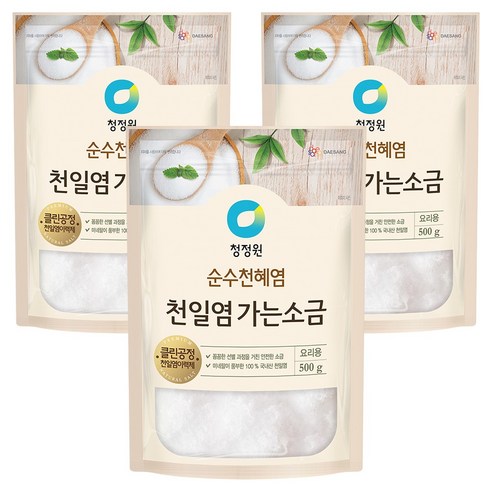 청정원 천일염 가는소금, 500g, 3개