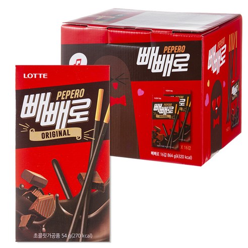 빼빼로 초코 오리지날, 54g, 16개