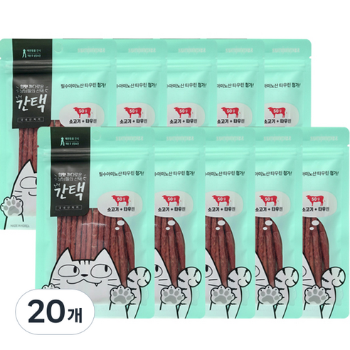 간택 고양이 져키 50g, 소고기 + 타우린 혼합맛, 20개