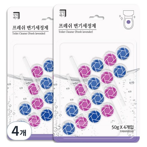 살림백서 프레쉬 변기 세정제 라벤더향 4p, 200g, 4개