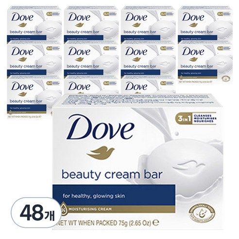 도브 뷰티 크림 바 클렌징 비누, 75g, 48개