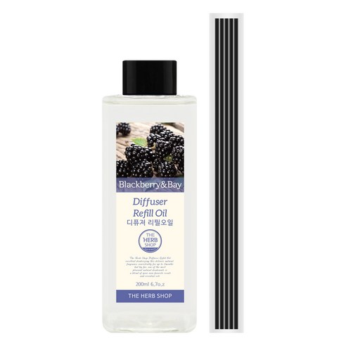 더허브샵 디퓨저 리필 오일, 블랙베리&베이, 200ml, 1세트