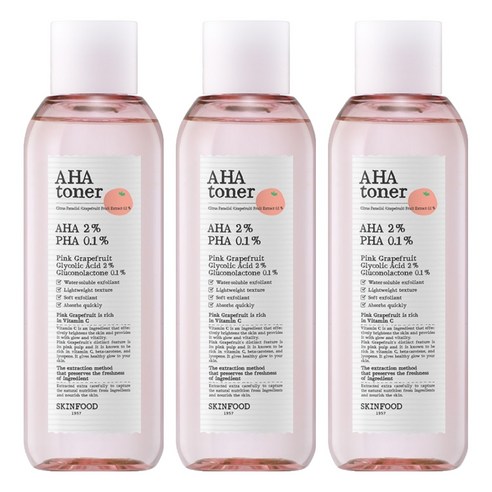 스킨푸드 핑크자몽 아하 토너, 200ml, 3개