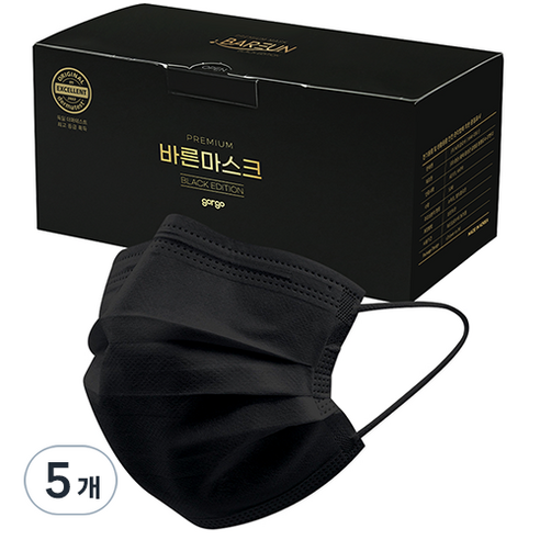 고르고 바른 마스크 대형, 50개입, 5개, 블랙