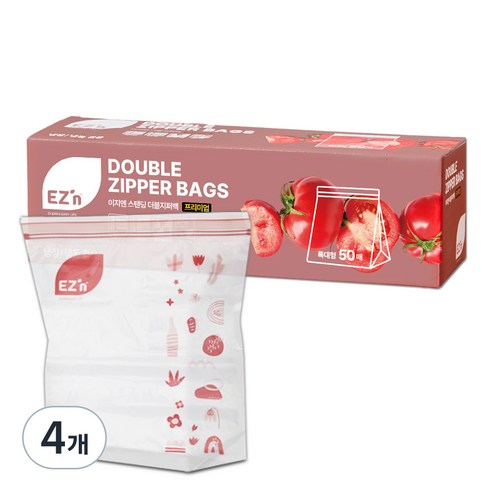 EZn이지엔 프리미엄 더블지퍼백 냉장 냉동 겸용, 특대(XL), 50개입, 4세트