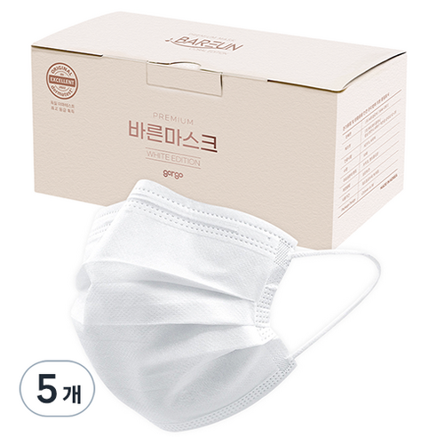 고르고 바른 마스크 대형, 50개입, 5개, 화이트