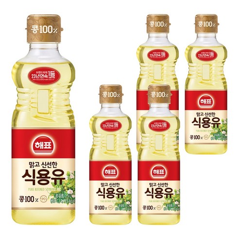 해표 식용유, 500ml, 5개