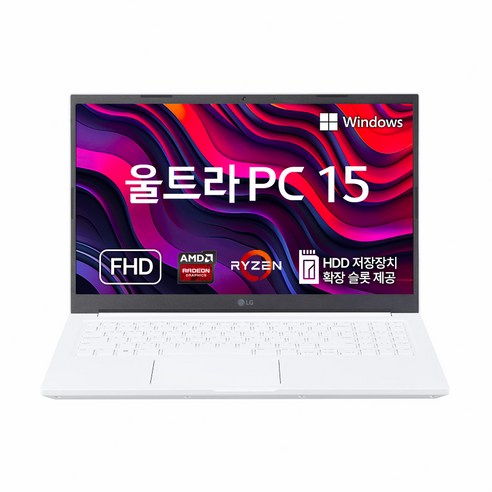 LG전자 2023 울트라PC 15 라이젠3 라이젠 7000 시리즈, 화이트, 1TB, 16GB, WIN11 Home, 15U40R-GR36K 노트북 Best Top5