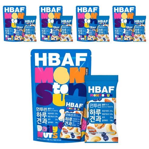 HBAF 바프 먼투썬 하루견과 블루, 200g, 5개