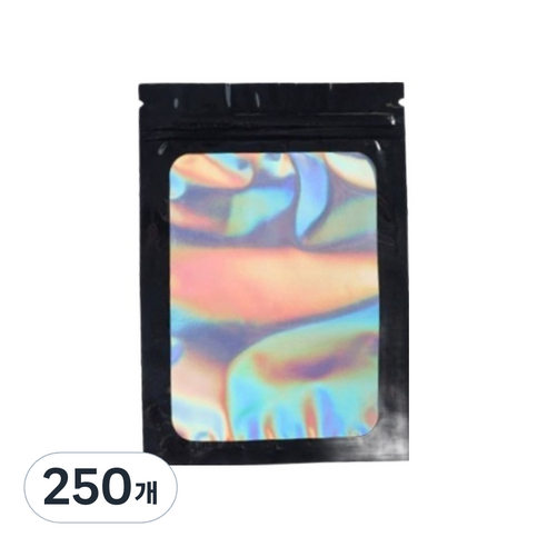 올하이 컬러풀 오로라 다용도 OPP 소품 포카 포장 지퍼백 슬리브 포장봉투 7.5 x 10 cm, 250개, 블랙