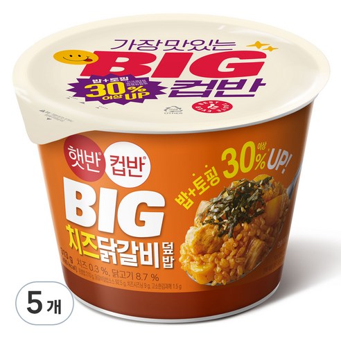햇반컵반 BIG 치즈닭갈비덮밥, 5개, 313g