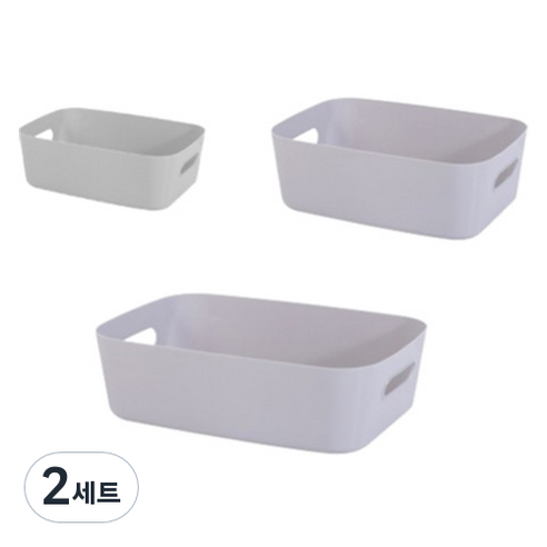 피피홈리빙 다용도 수납박스 펜트리 정리함 3종 세트, 그레이, 2세트