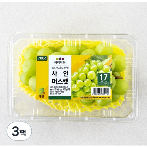 아리당찬 고당도 샤인머스캣, 700g, 3팩