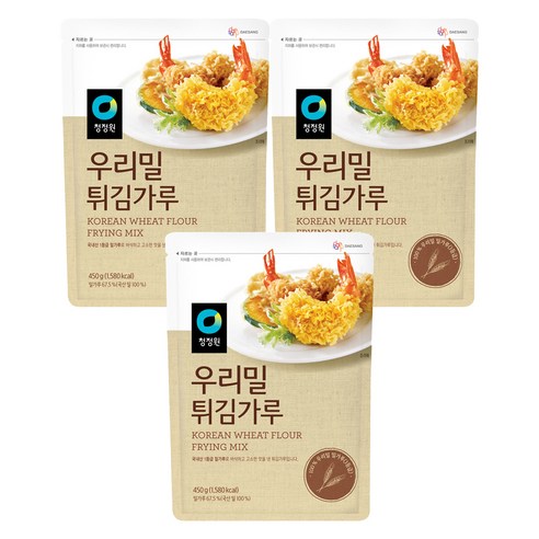 청정원 우리밀 튀김가루, 450g, 3개