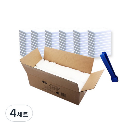 선우랜드 찌든때제거 매직스펀지 중형 100p + 집게 랜덤발송 세트, 4세트