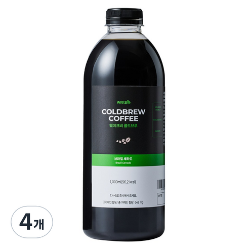 웨이크비 콜드브루 원액 브라질 세하도, 1L, 1개입, 4개