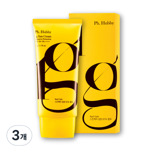 피에이치하비 1그램 선크림 인텐시브 프로텍션 튜브형 SPF50+ PA++++, 50g, 3개