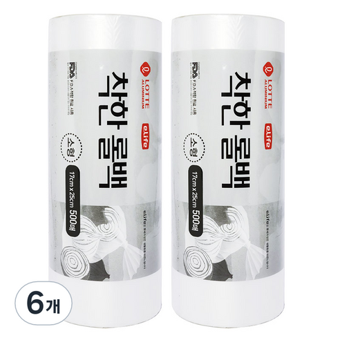 롯데이라이프 착한 롤백 17 x 25 cm 500p, 소(S), 500매입, 6개