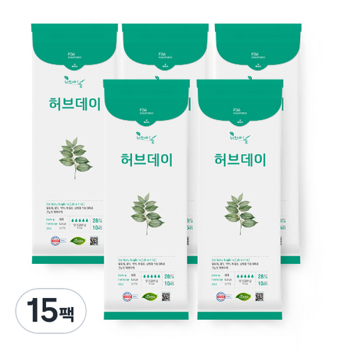 허브데이 대형 생리대 날개형, 10개입, 15팩