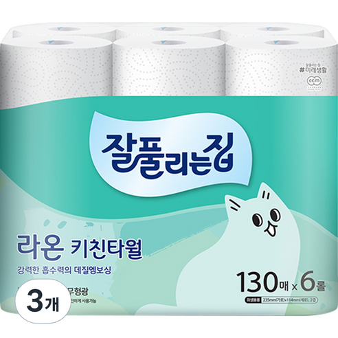 잘풀리는집 라온 키친타월 130매, 18개
