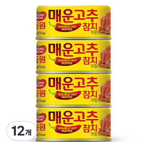 동원참치 매운 고추참치 통조림, 135g, 12개