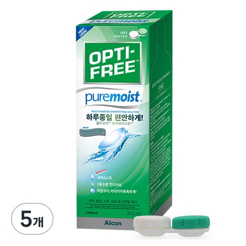 옵티프리 퓨어모이스트 렌즈세정액 + 렌즈케이스, 300ml, 5개