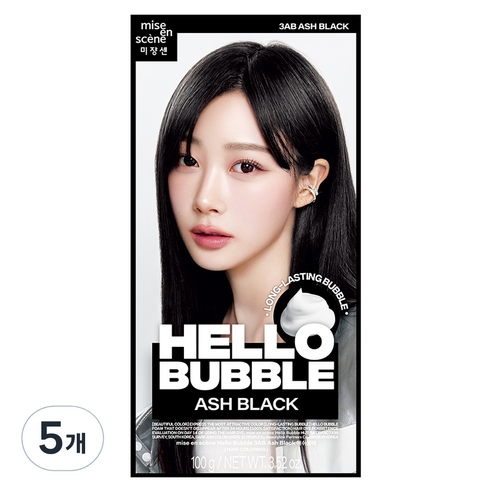 미쟝센 헬로 버블 염색제, 애쉬블랙, 5개