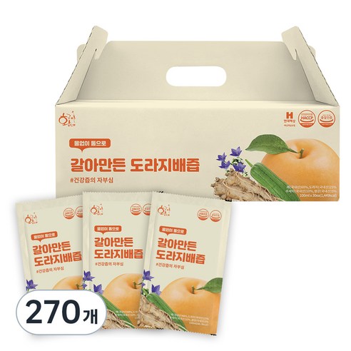 황금이네 국내산 갈아만든 도라지배즙, 100ml, 270개