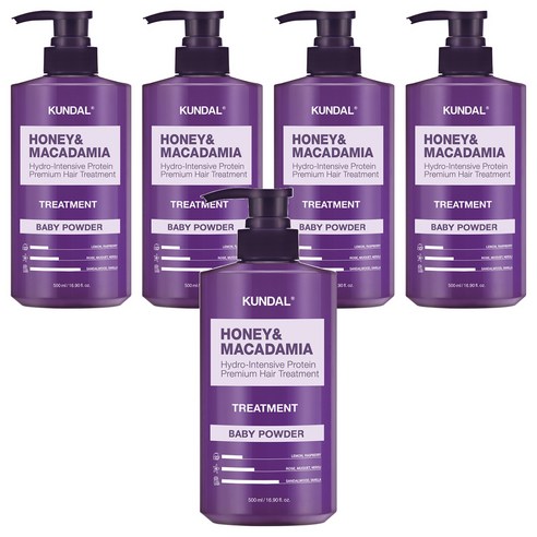 쿤달 허니 앤 마카다미아 헤어트리트먼트 베이비파우더향, 500ml, 5개