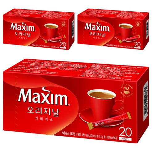 맥심 오리지날 커피믹스, 11.8g, 20개입, 3개