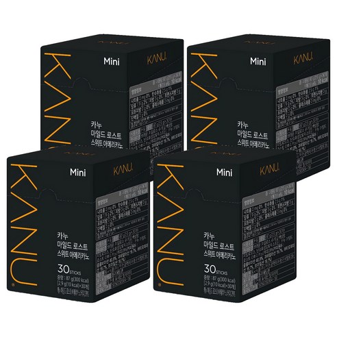 카누 마일드 로스트 스위트 아메리카노 미니 원두커피믹스, 2.9g, 30개입, 4개
