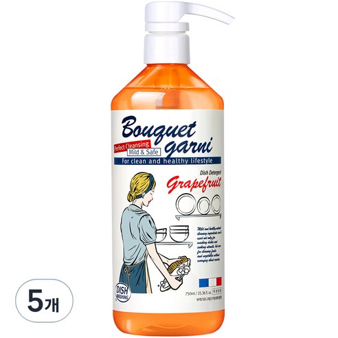 부케가르니 에코 주방세제 자몽향, 750ml, 5개