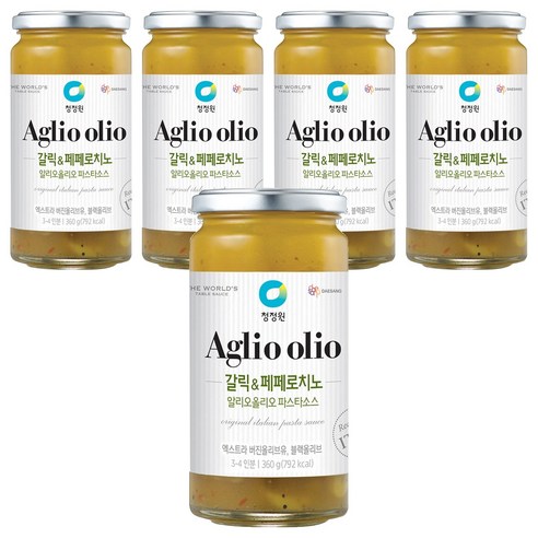청정원 알리오올리오 파스타소스 갈릭&페페로치노, 360g, 5개