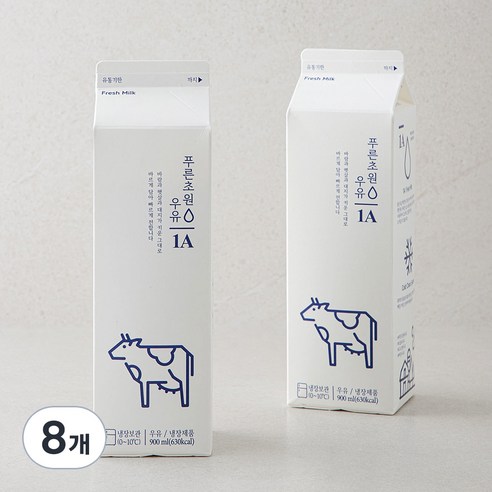 푸른초원 우유 1A, 900ml, 8개