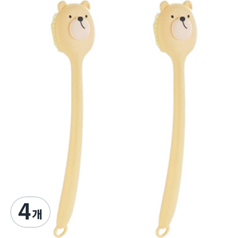 지비비 곰돌이 바디 브러쉬 등드름 샤워솔, 옐로우, 4개, 1개입