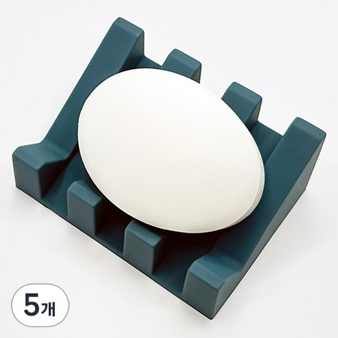 바코젤 논슬립 실리콘 비누받침, 블루 그린, 5개