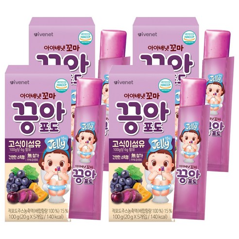 아이배냇 꼬마 끙아젤리 포도, 4개, 포도맛, 100g