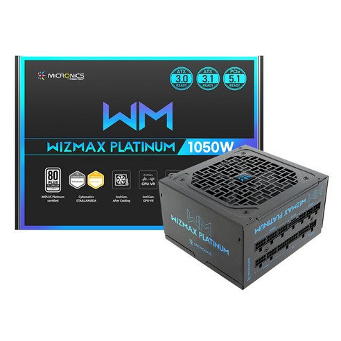 마이크로닉스 WIZMAX 1050W 80PLUS PLATINUM 풀모듈러 ATX 3.1, MWM1050PTF12F