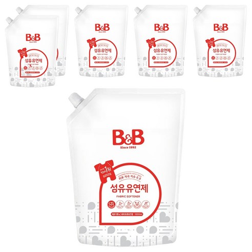 비앤비 섬유유연제 베르가못 앤 그레이프프루츠 리필, 1.5L, 6개