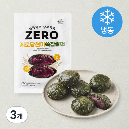 [로켓프레시] 떡미당 제로당 현미 쑥찹쌀떡 (냉동), 60g, 10개입, 3개