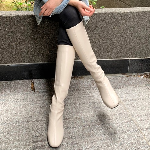 라블 슬림핏 가죽 롱부츠 6cm