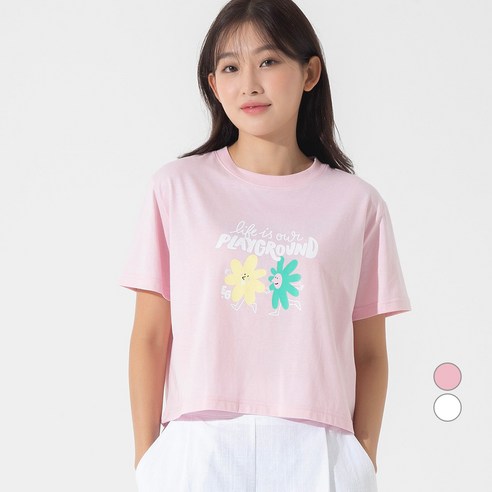 크롭티 Elle Girl 세미크롭 그래픽 반팔 티셔츠 Playground Best Top3 크롭티 Elle Girl 세미크롭 그래픽 반팔 티셔츠 Playground Best Top3