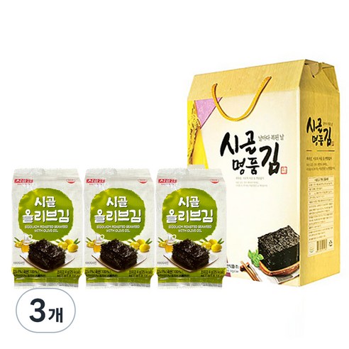 시골 올리브유로 구운김 27봉 선물세트, 108g, 3개