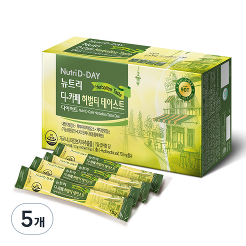 뉴트리디데이 디카페 허벌티 테이스트 다이어트, 1.5g, 90개입, 5개