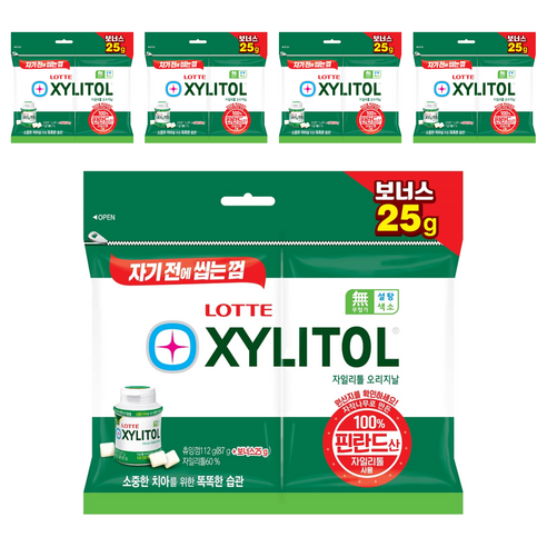 롯데자일리톨 오리지날 리필, 112g, 5개